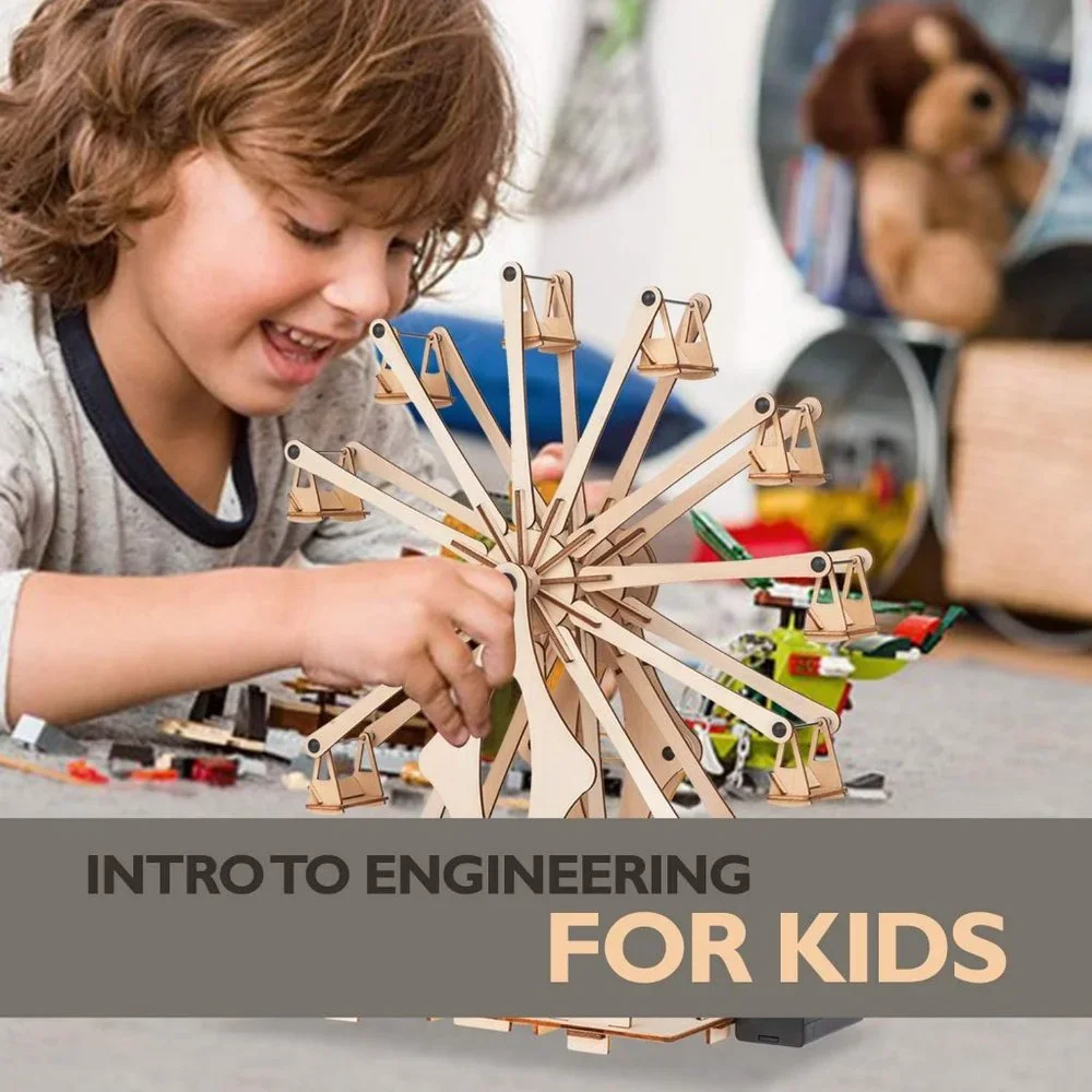 Wooden Ferris Wheel DIY 3D Puzzle Craft Kit STEM PROJECT Construction TOy set